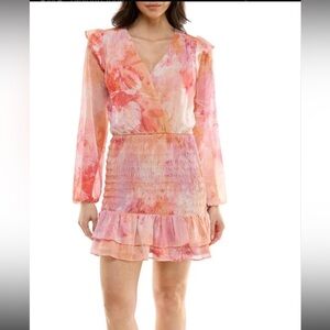 Socialite Pink and Orange Long Sleeve Dress